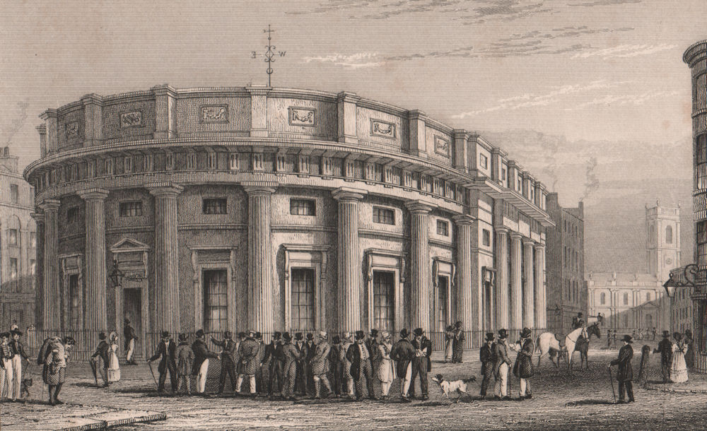 Associate Product Royal Exchange, Manchester. Rebuilt from 1847. HARWOOD 1829 old antique print
