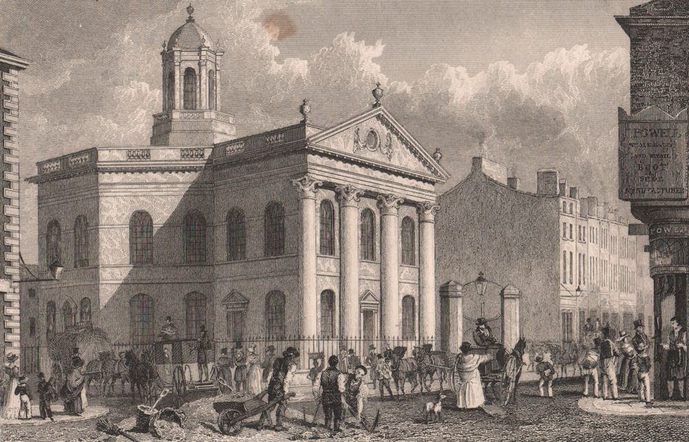 Unitarian Chapel, Paradise Street. Closed 1849. Liverpool. PAYNE 1829 print