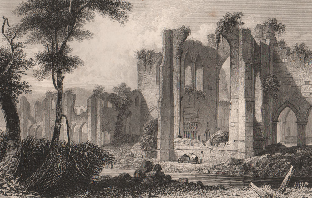Associate Product Furness Abbey, Barrow-in-Furness, Cumbria. HARWOOD 1829 old antique print
