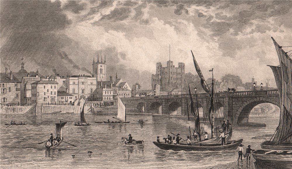 Associate Product Rochester Bridge. Kent. SHEPHERD 1829 old antique vintage print picture