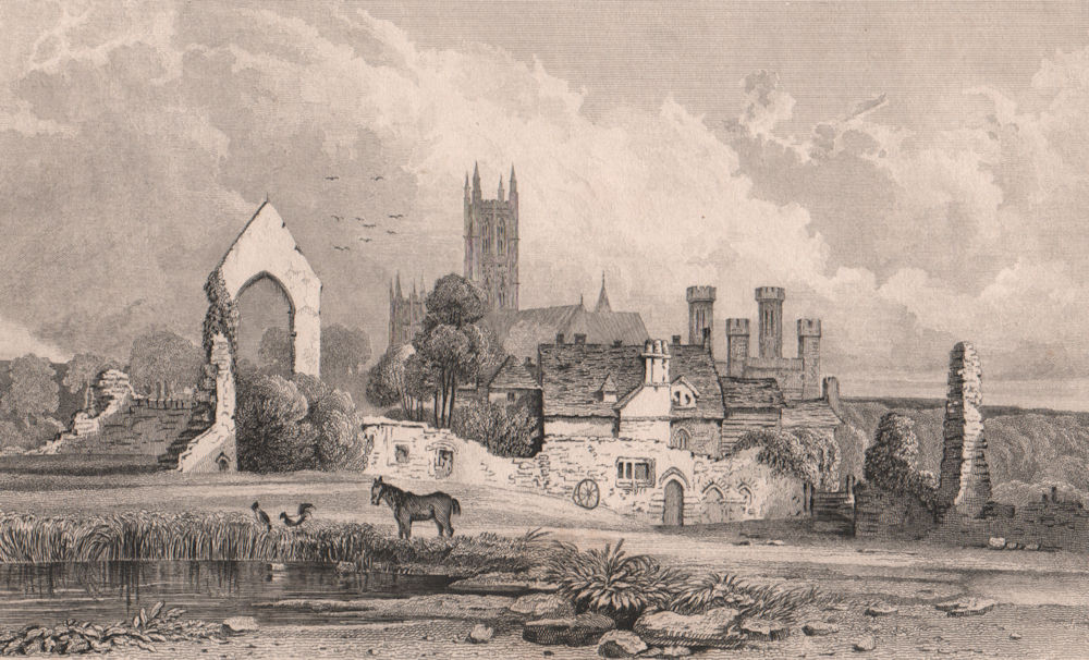 Canterbury Cathedral, Ethelbert's Tower & St Augustine's Monastery. Kent 1829