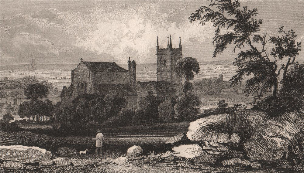 St Leonard's Church, Hythe, Kent. SHEPHERD 1829 old antique print picture