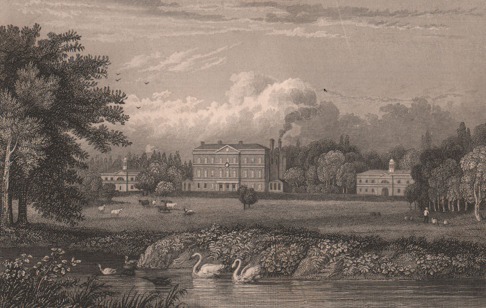 Hales Place, Hackington, near Canterbury, Kent. BAYNES 1829 old antique print