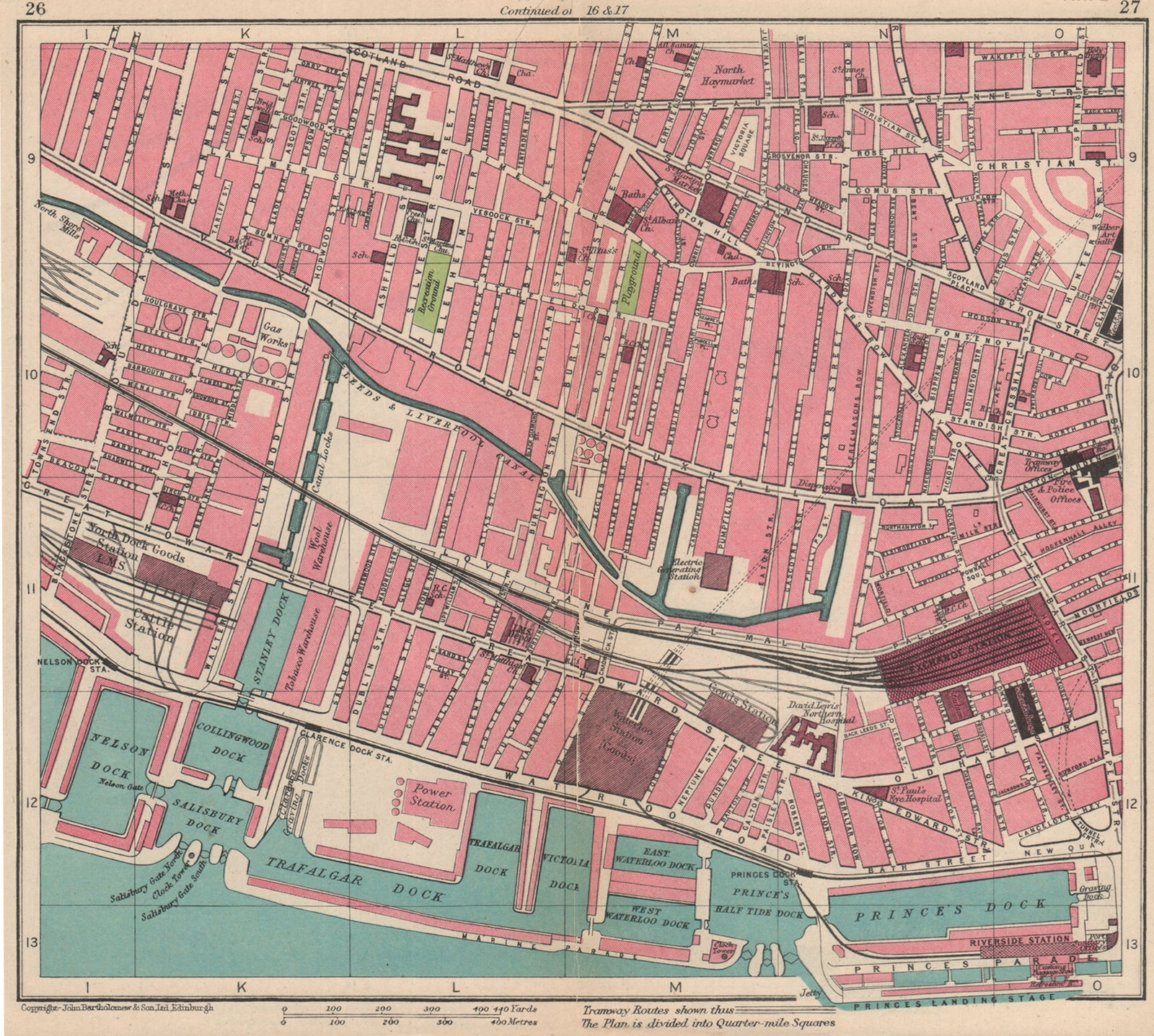 LIVERPOOL CENTRE. Vauxhall Sandhills Prince's/Trafalgar/Stanley Docks 1949 map