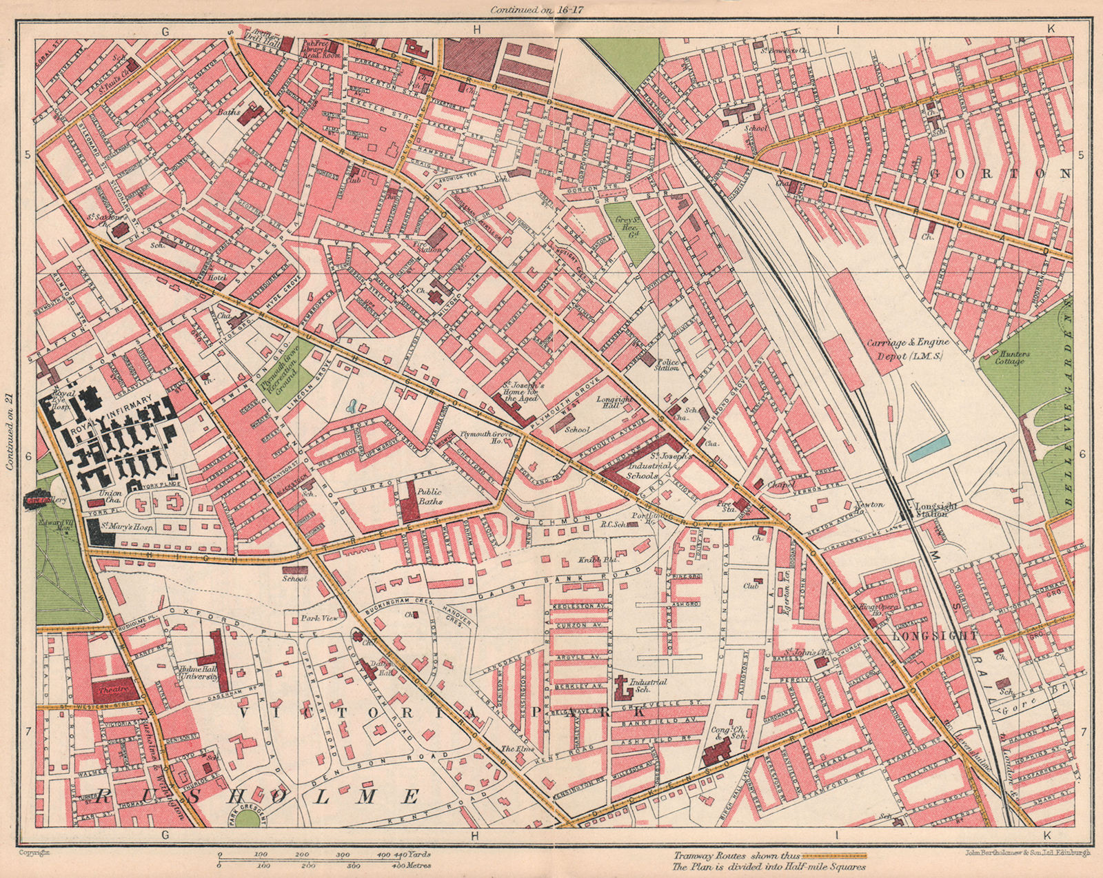 Associate Product MANCHESTER SOUTH EAST. Victoria Park Rusholme Longsight Gorton 1927 old map