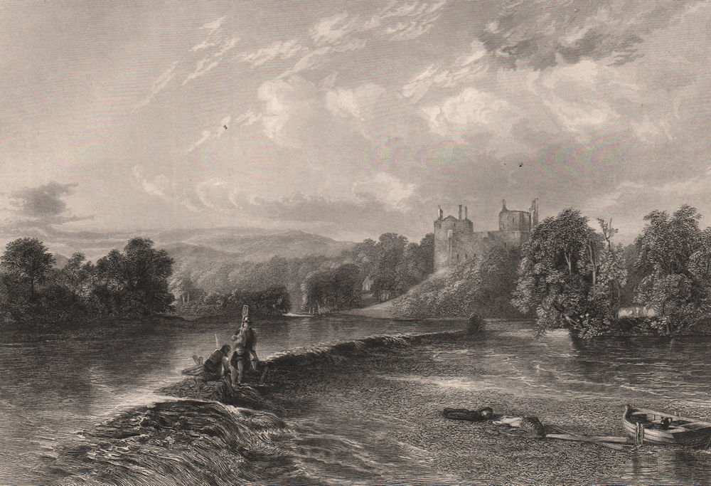 Doune Castle, Stirling, looking west. River Teith. Scotland 1845 old print