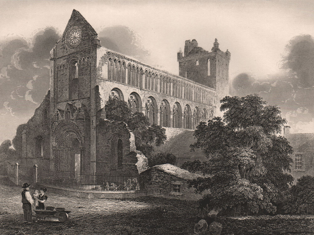 Jedburgh Abbey, Scottish Borders. Scotland 1845 old antique print picture