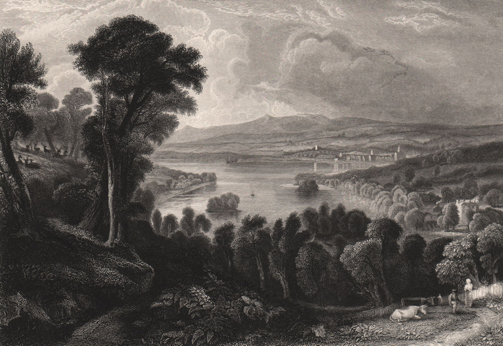 Castle Semple Loch, Lochwinnoch. Scotland 1845 old antique print picture