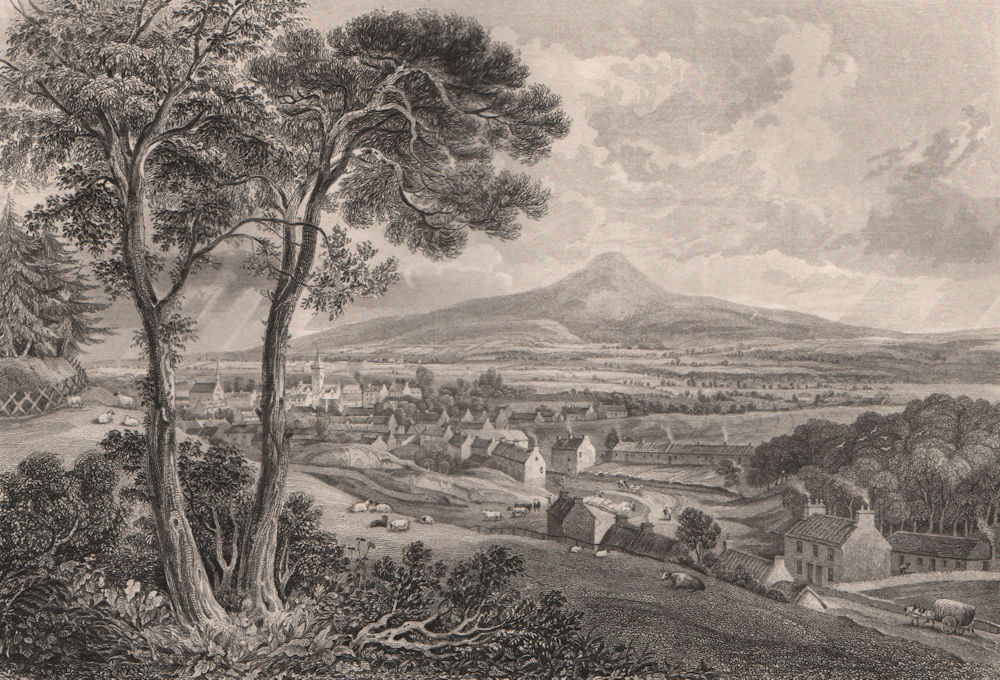 Auchtermuchty, Fife. Scotland 1845 old antique vintage print picture