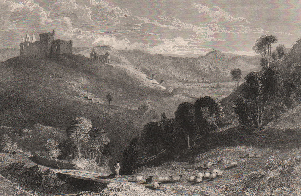 Associate Product Crichton Castle, near Pathhead, Midlothian. Scotland 1845 old antique print