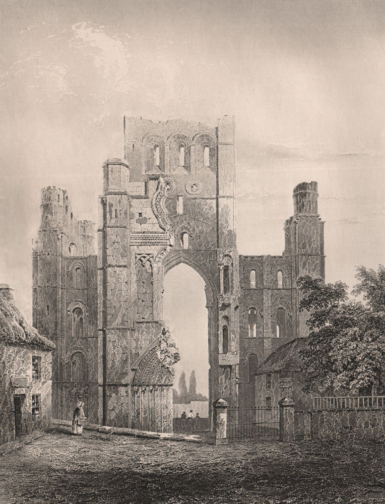 Kelso Abbey. Scotland 1845 old antique vintage print picture