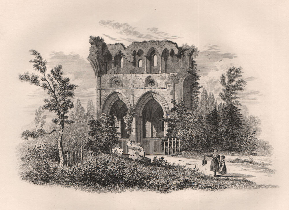 Sir Walter Scott's burial place Dryburgh Abbey, Scottish Borders. Scotland 1845