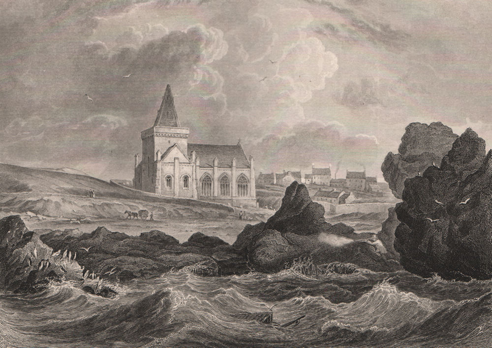 St Monans Kirk/Church, Fife. St. Monance. Scotland 1845 old antique print
