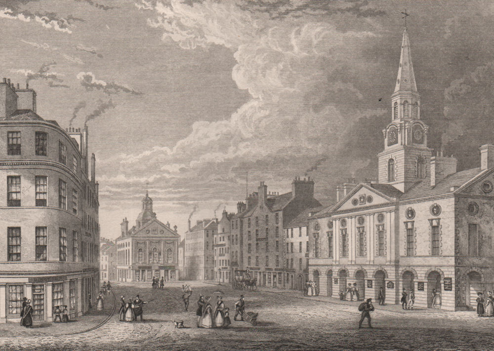High street & Town Hall, Dundee. Scotland 1845 old antique print picture