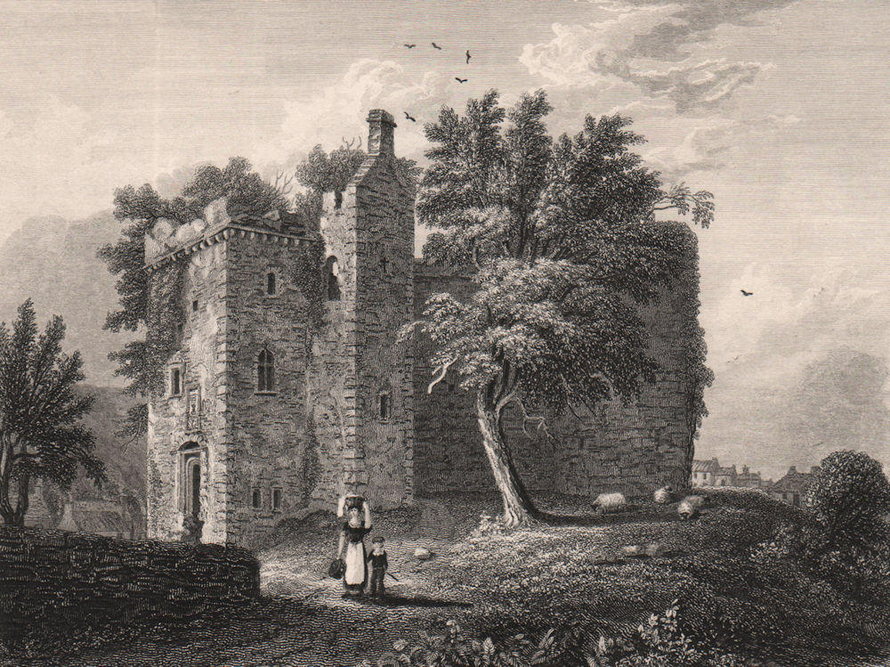 Rothesay Castle, Isle of Bute. Scotland 1845 old antique vintage print picture