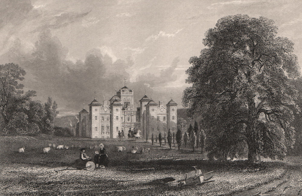 Murthly Castle, Perth & Kinross. Demolished 1948. Scotland 1845 old print