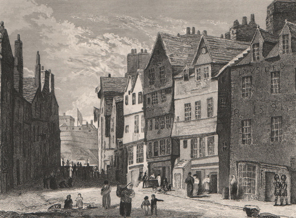Castlehill, Edinburgh. Royal Mile. Scotland 1845 old antique print picture
