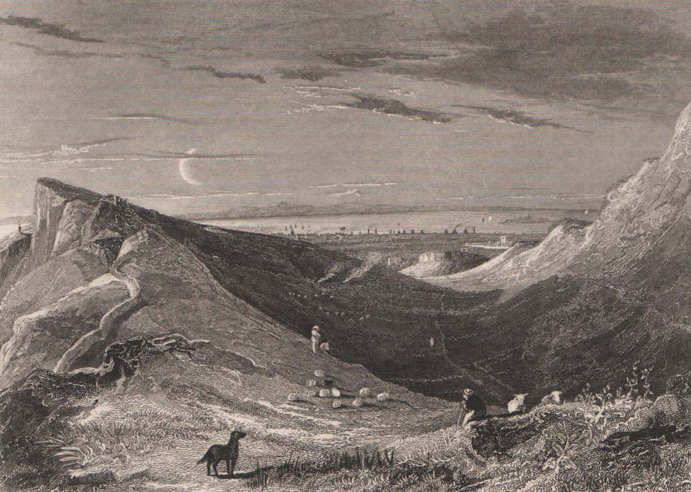 Associate Product Hunter's Bog on Valley of Arthurs Seat, Holyrood Park. Scotland 1845 old print