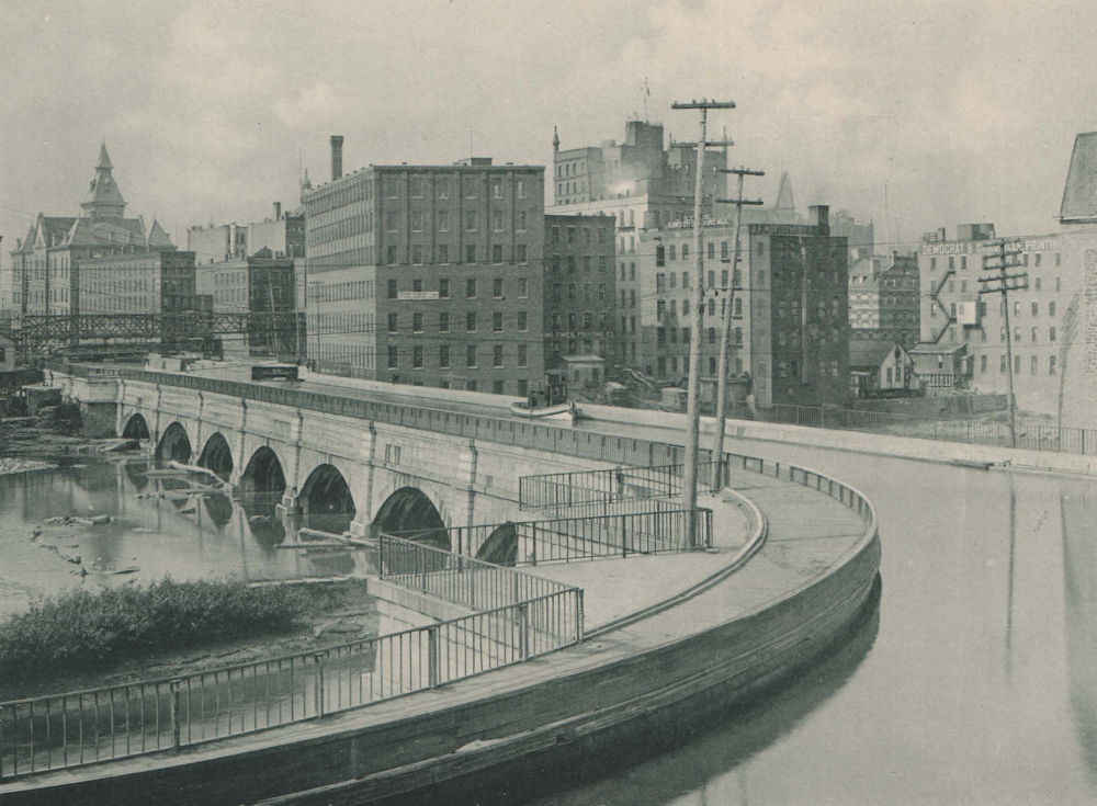 The Erie Canal Viaduct at Rochester, New York. Albertype print 1893 old
