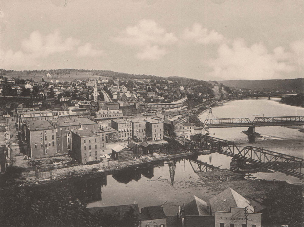 The Allegheny River at Oil City, Pennsylvania. Albertype print 1893 old