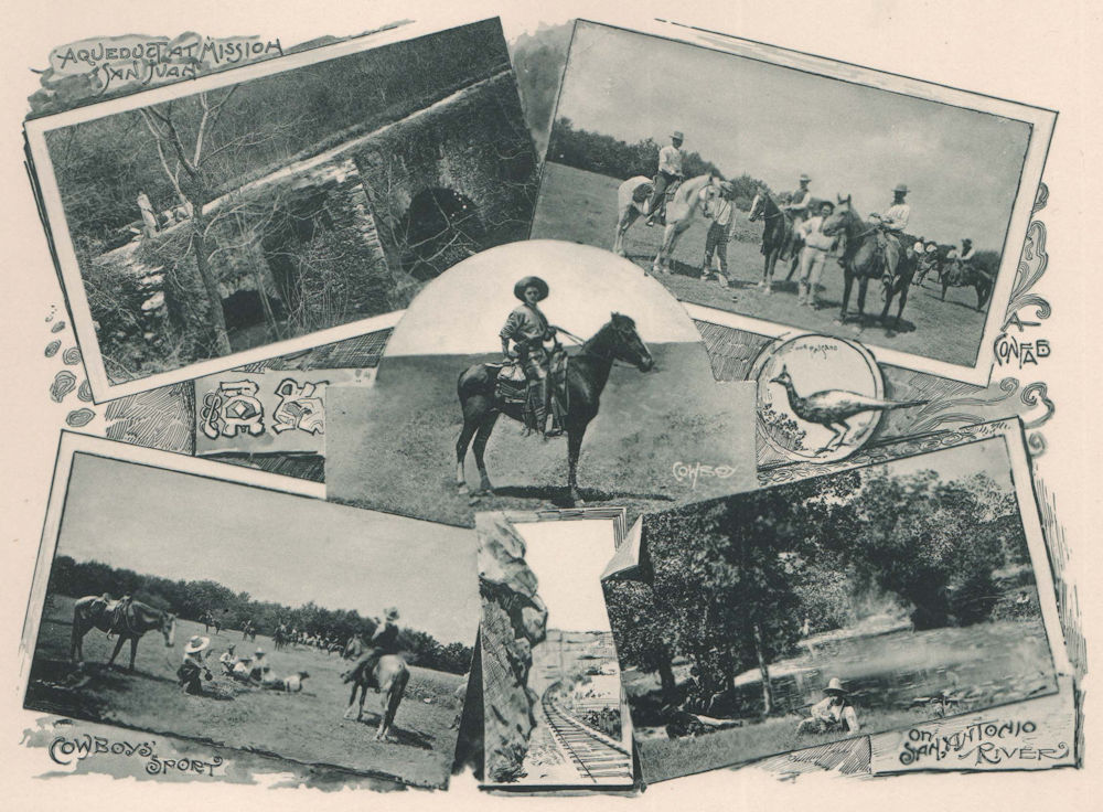 Texas Scenes. Albertype print 1893 old antique vintage picture