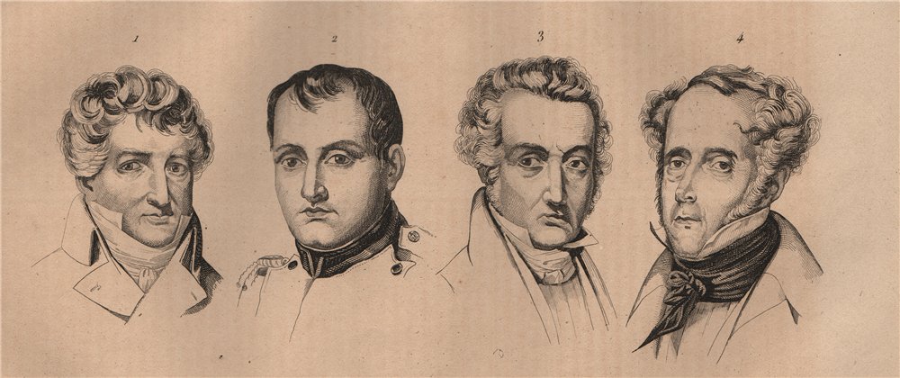 PHYSIOGNOMY. Cuvier. Napoléon. Jacques-Louis David. Chateaubriant 1834 print