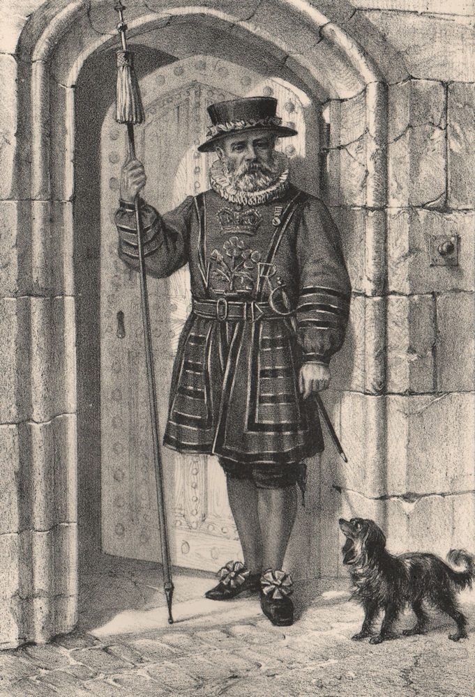 Associate Product A Beefeater at the Tower, London c1880 old antique vintage print picture