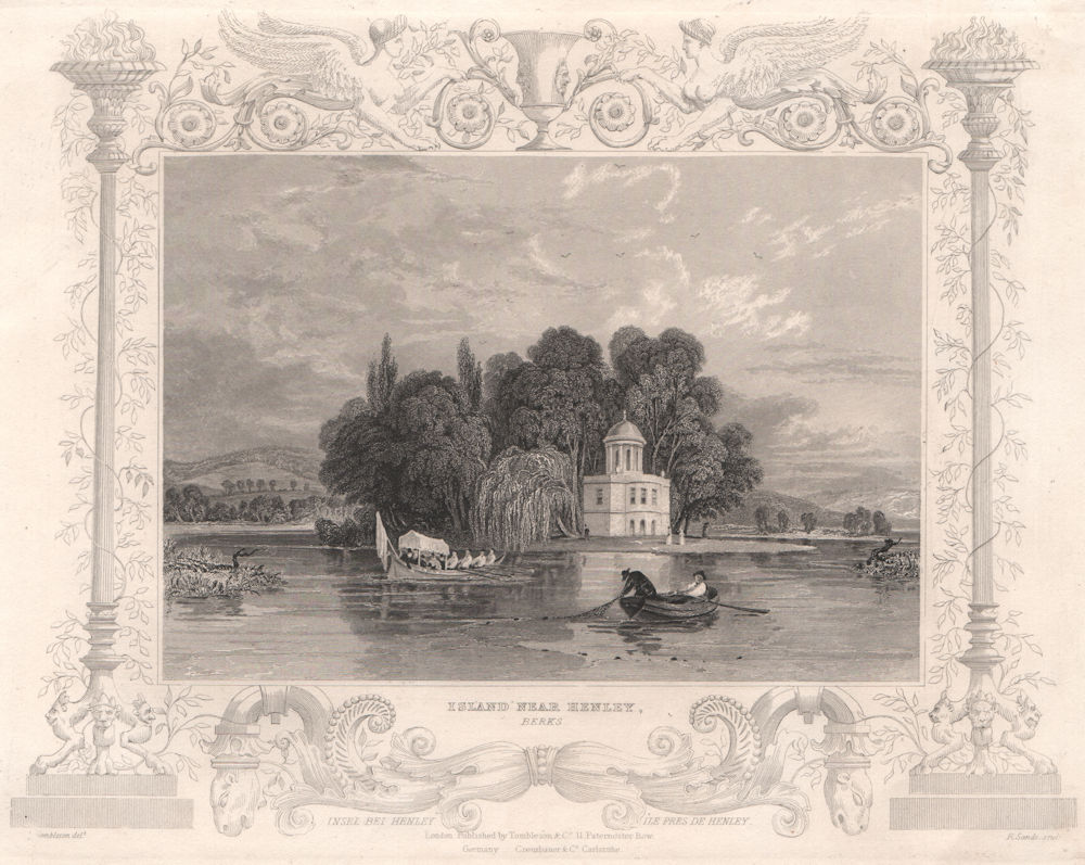 'Island near Henley, Berks'. Decorative view by William TOMBLESON 1835 print