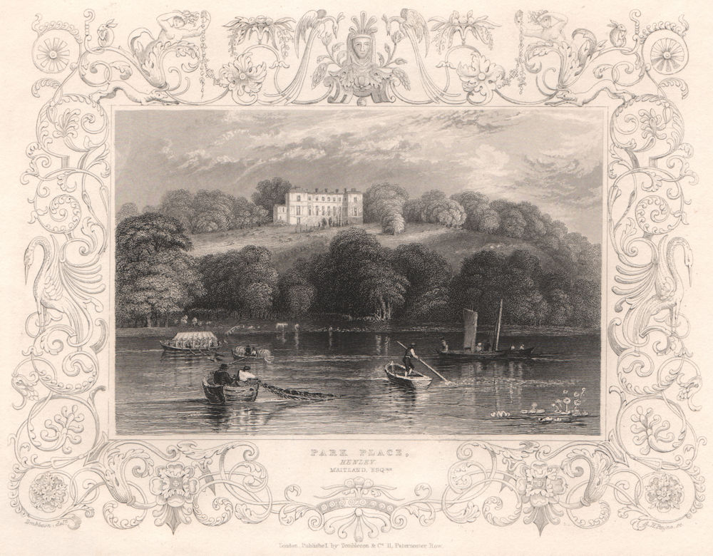 'Park Place, Henley, Maitland Esq'. Berkshire. By Wm TOMBLESON. Decorative 1835
