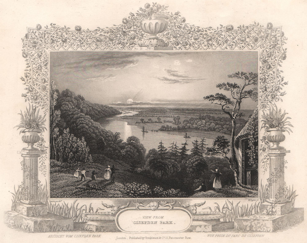 Associate Product 'View from Cliefden Park'. Cliveden, Buckinghamshire. By Wm TOMBLESON 1835