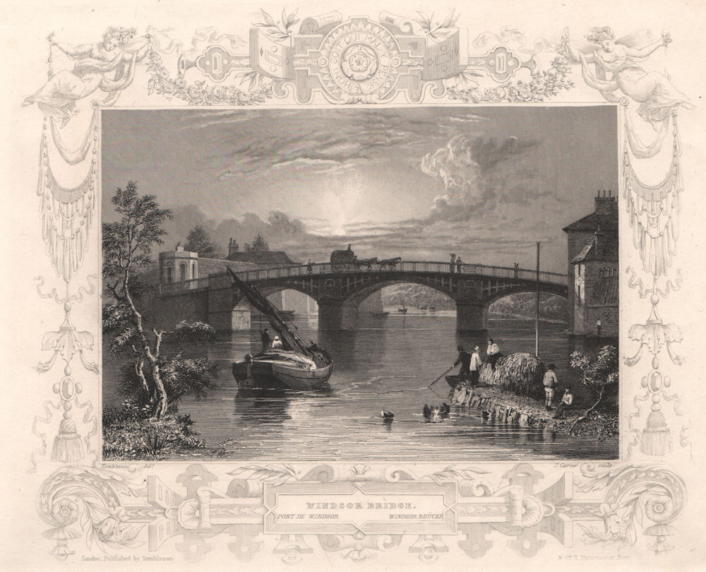 'Windsor Bridge'. Berkshire. Decorative view by William TOMBLESON 1835 print