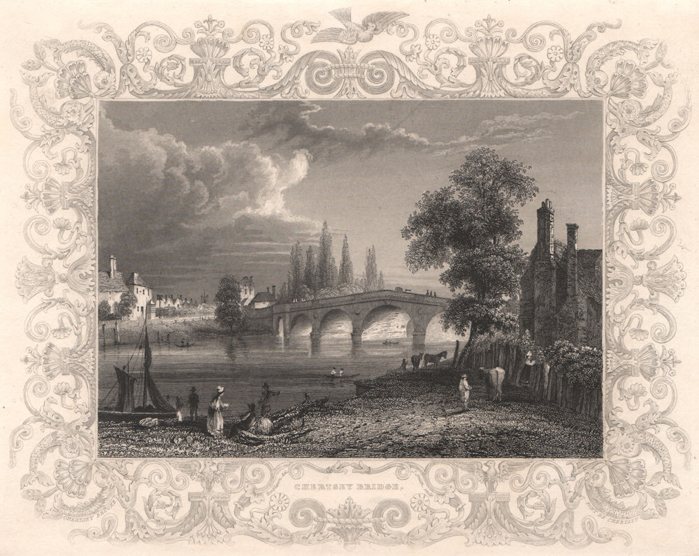 Associate Product 'Chertsey Bridge'. Surrey. Decorative view by William TOMBLESON 1835 old print