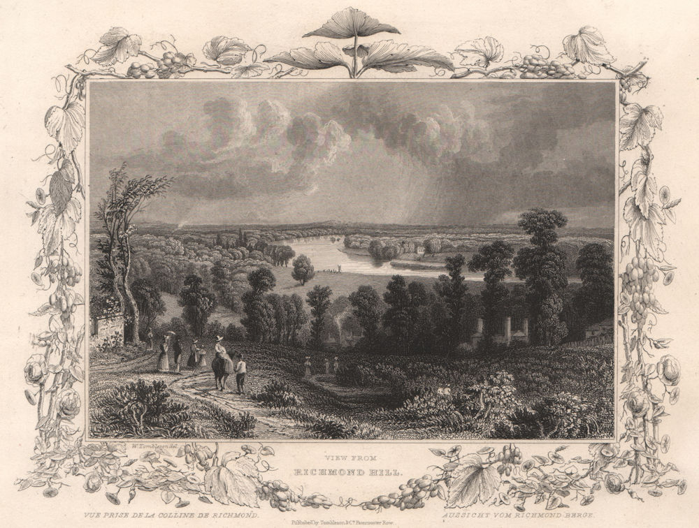 Associate Product 'View from Richmond Hill'. London. Decorative view by William TOMBLESON 1835