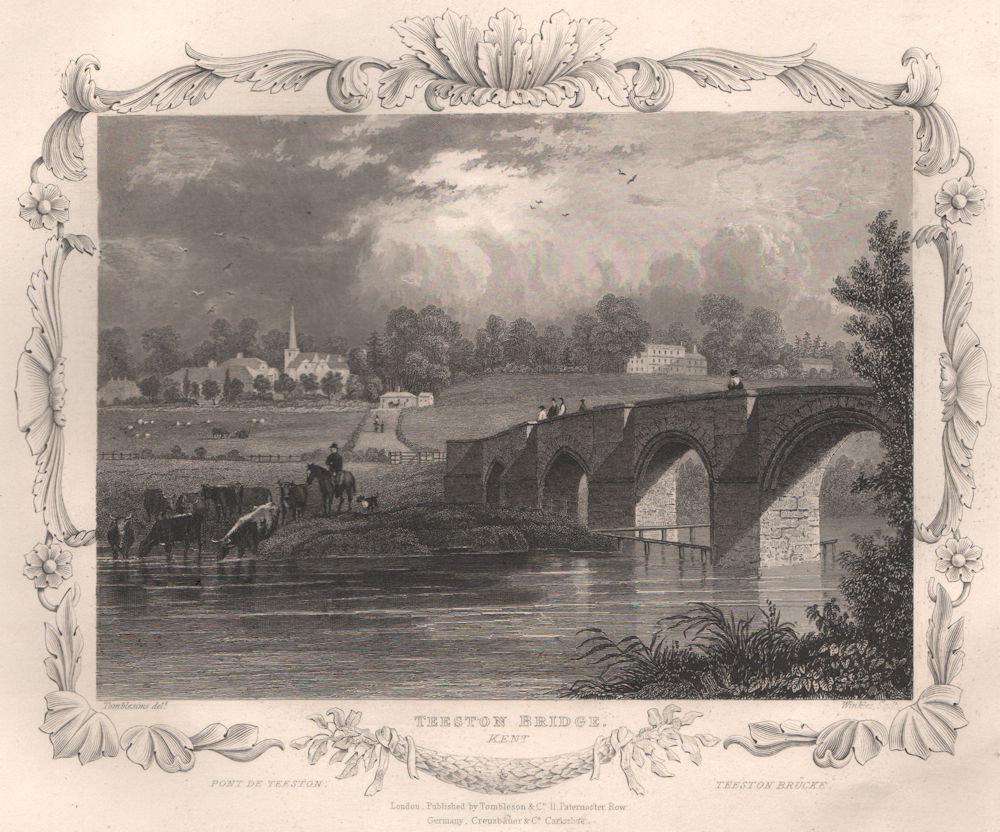 Associate Product 'Teeston Bridge, Kent'. Decorative view by William TOMBLESON 1835 old print