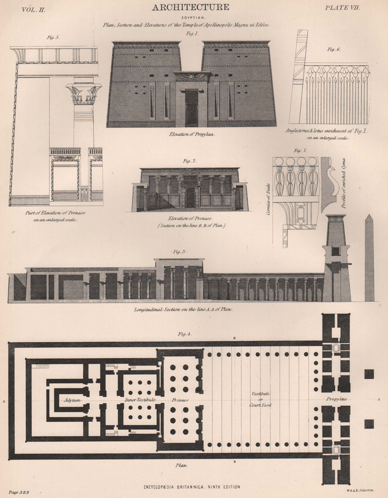 Associate Product EGYPTIAN ARCHITECTURE. Temple of Apollinopolis Magna Edfu Propylaea Pronaos 1898