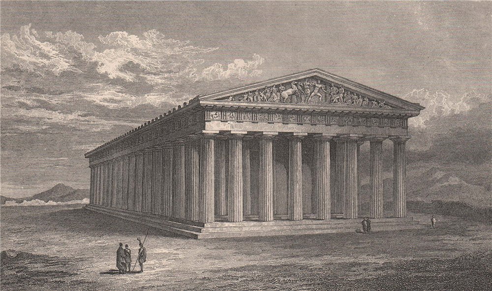PARTHENON. Temple of Minerva, Athens. North-West view, restored 1898 old print