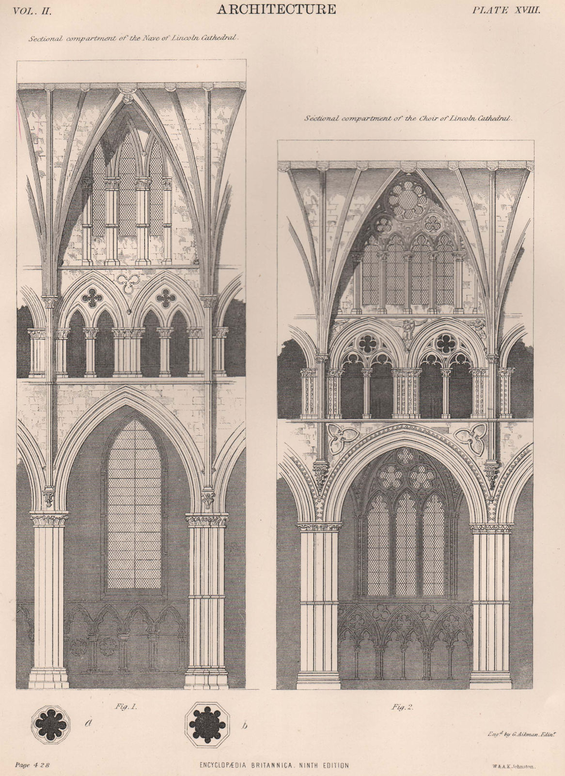 Associate Product LINCOLN CATHEDRAL. Sectional compartments of the Nave and Choir 1898 old print