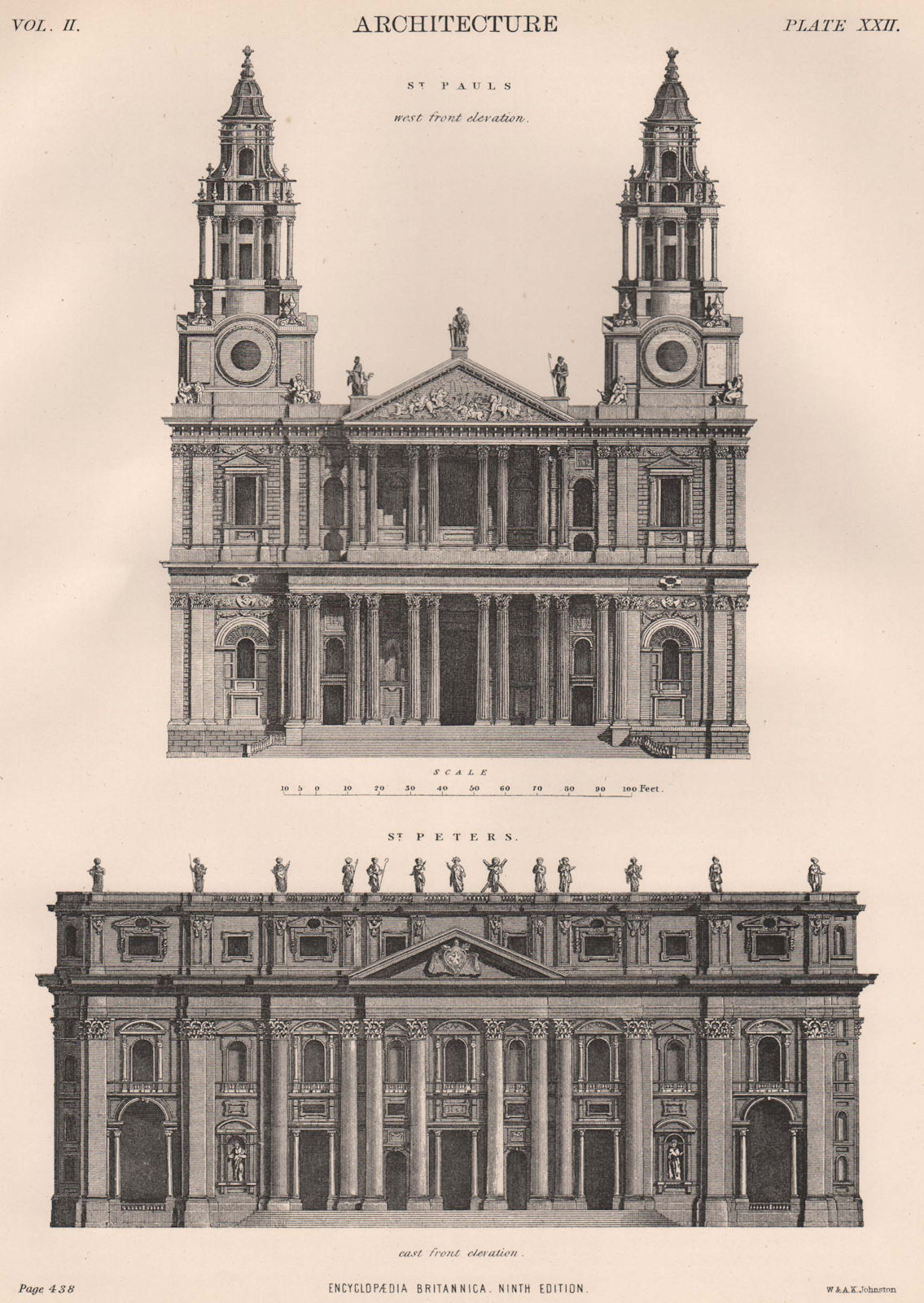 Associate Product CATHEDRALS. St. Paul's, London west front. St. Peter's, Rome east front 1898