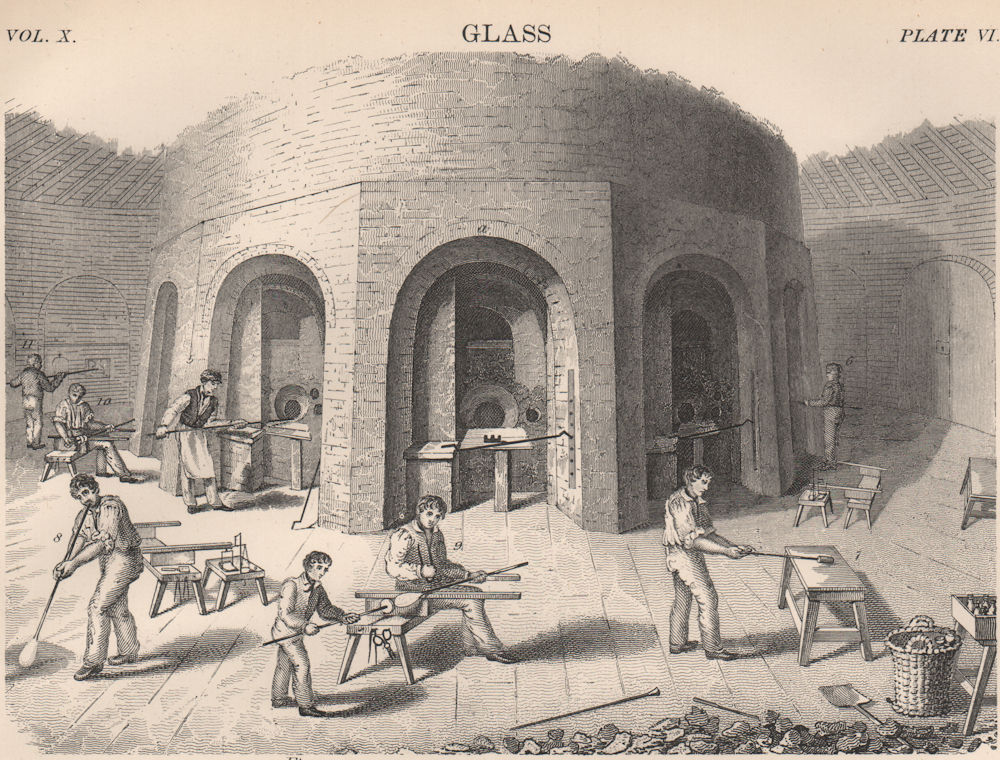Associate Product GLASS MANUFACTURING. 1. Flint-Glass Manufactory 1898 old antique print picture