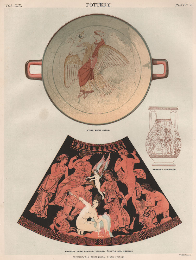 Associate Product ANCIENT POTTERY. Kylix (Capua). Amphora (Camirus, Rhodes). Thetis & Peleus 1898