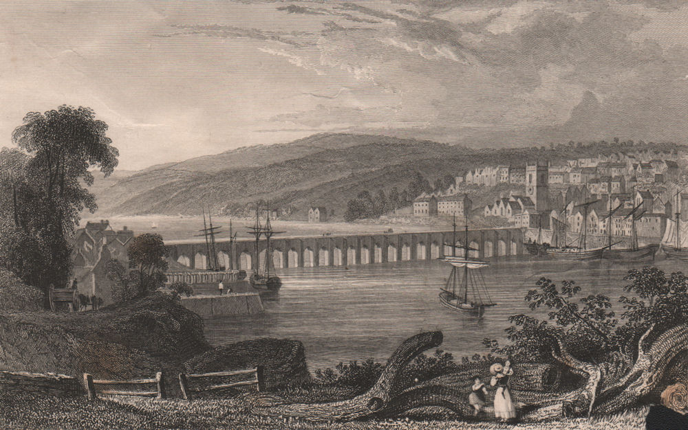 Associate Product BIDEFORD, North Devon. Decorative view by Thomas ALLOM 1829 old antique print