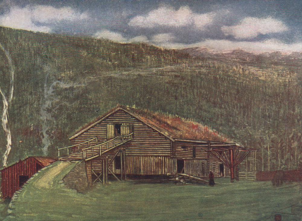 Associate Product GJØRA Gjora. 'Farm-house and mill' by Nico Jungman. Norway 1905 old print