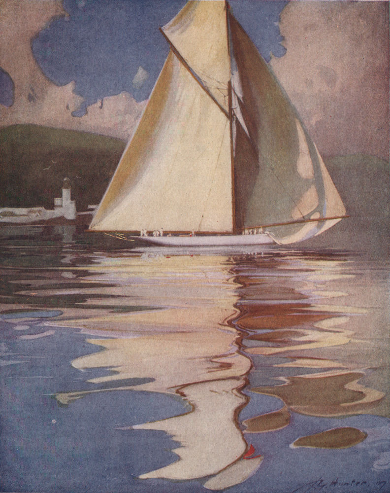 Associate Product 'Yacht "Kariad" Passing "The Cloch" Lighthouse' by John Young-Hunter 1907
