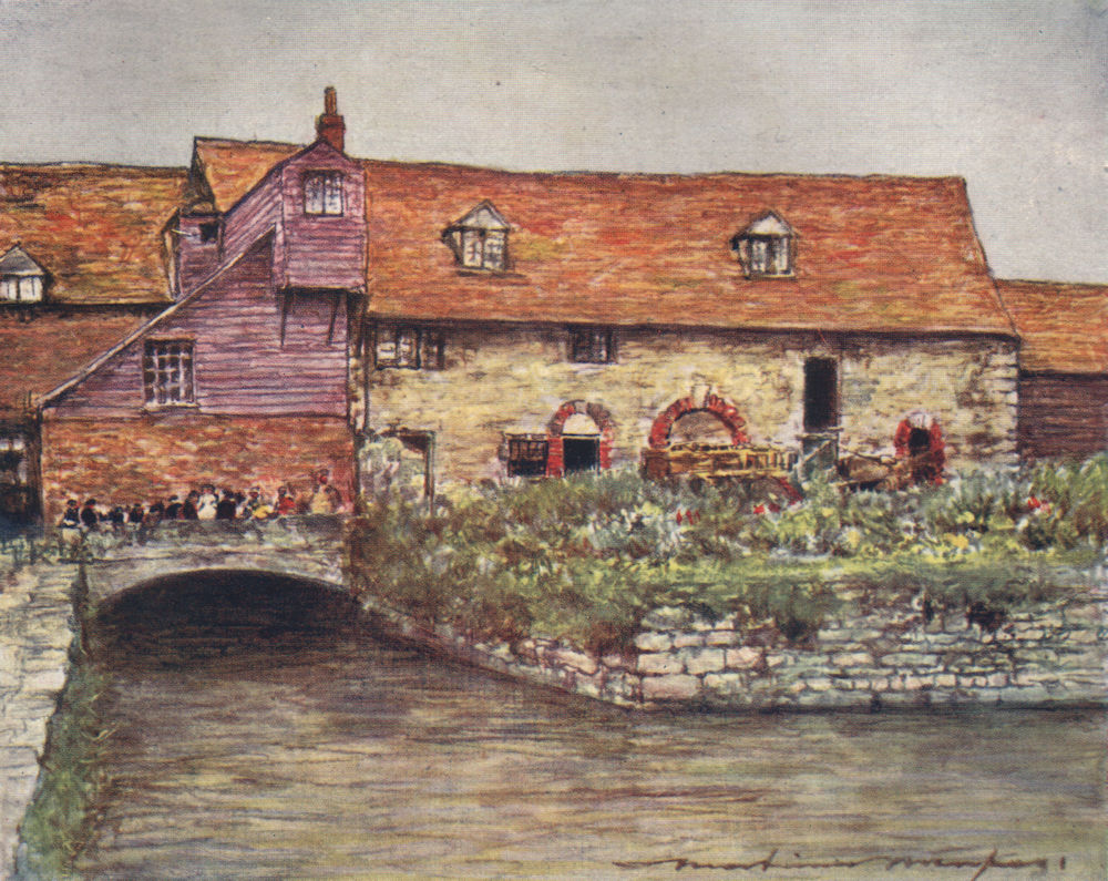 ABINGDON. 'The Mill at Abingdon' by Mortimer Menpes. Oxfordshire 1906 print