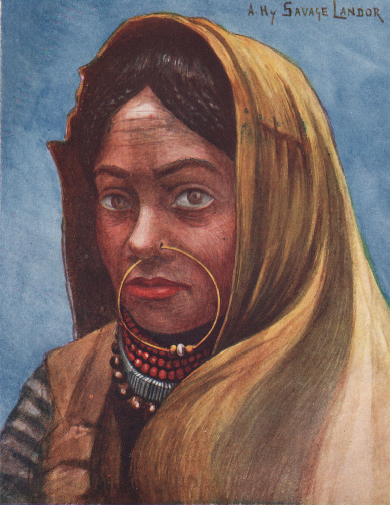 Associate Product 'A Nepalese Woman' by Arnold Henry Savage Landor. Nepal 1905 antique print