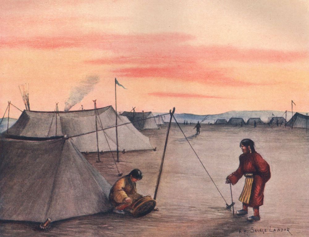 Associate Product 'A Tibetan camp of black tents' by Arnold Henry Savage Landor. Tibet 1905