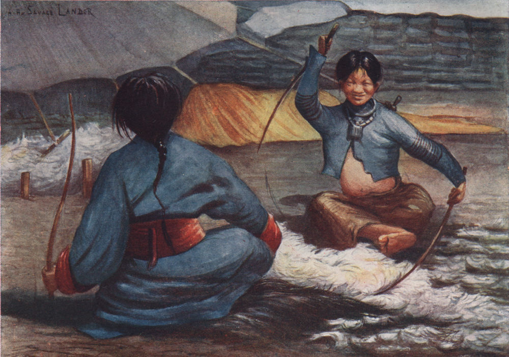 Associate Product 'Tibetan women cleaning wool' by Arnold Henry Savage Landor. Tibet 1905 print