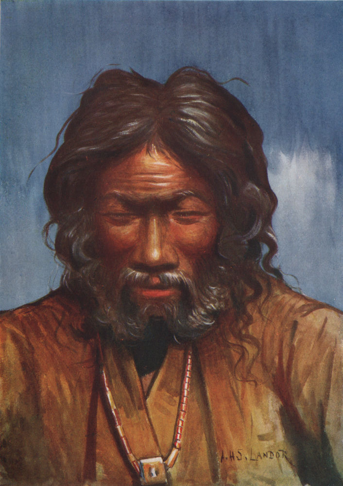 Associate Product 'A picturesque old fellow' by Arnold Henry Savage Landor. Tibet 1905 print