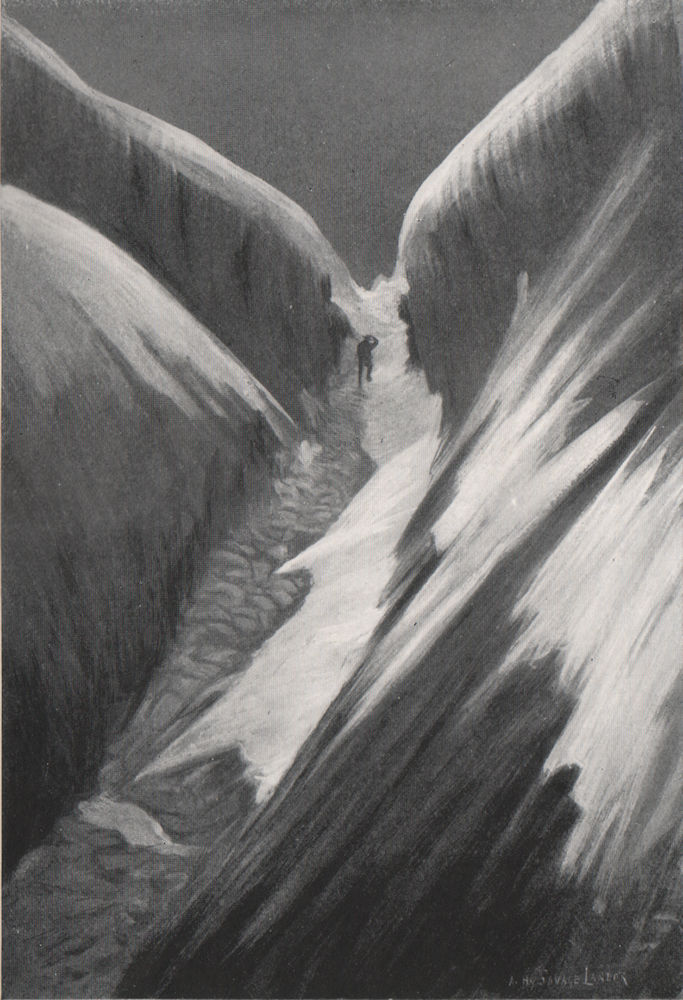 'Ascent to the Nui Pass' by Arnold Henry Savage Landor. Tibet 1905 print
