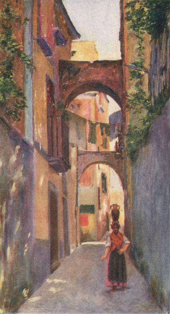 SORRENTO. 'Street scene in Sorrento' by Augustine Fitzgerald. Italy 1904 print